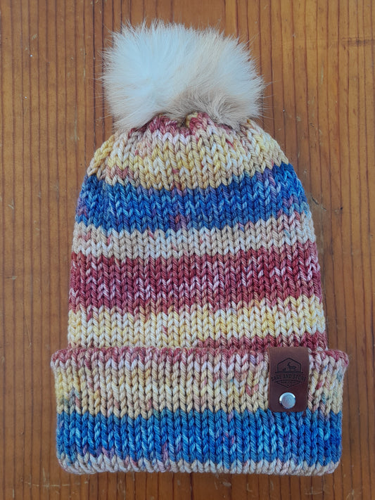 Genuine Rabbit Fur Pom-Pom Beanie (One Size Fits Most)
