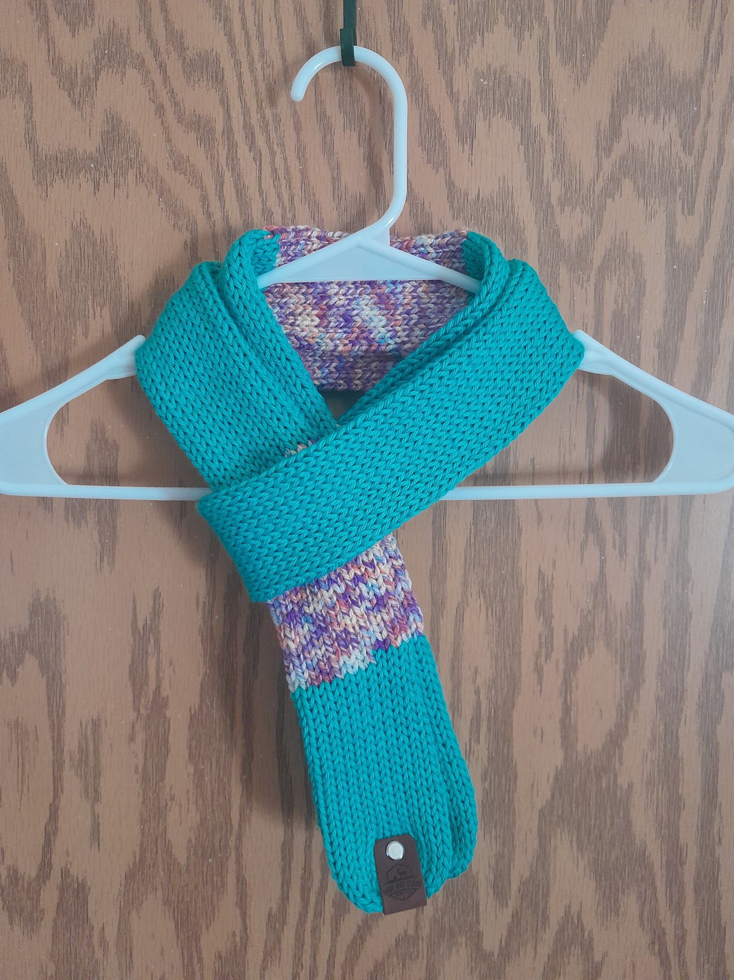 Hand-Crank Machine Knitted Narrow Scarf (60" length)