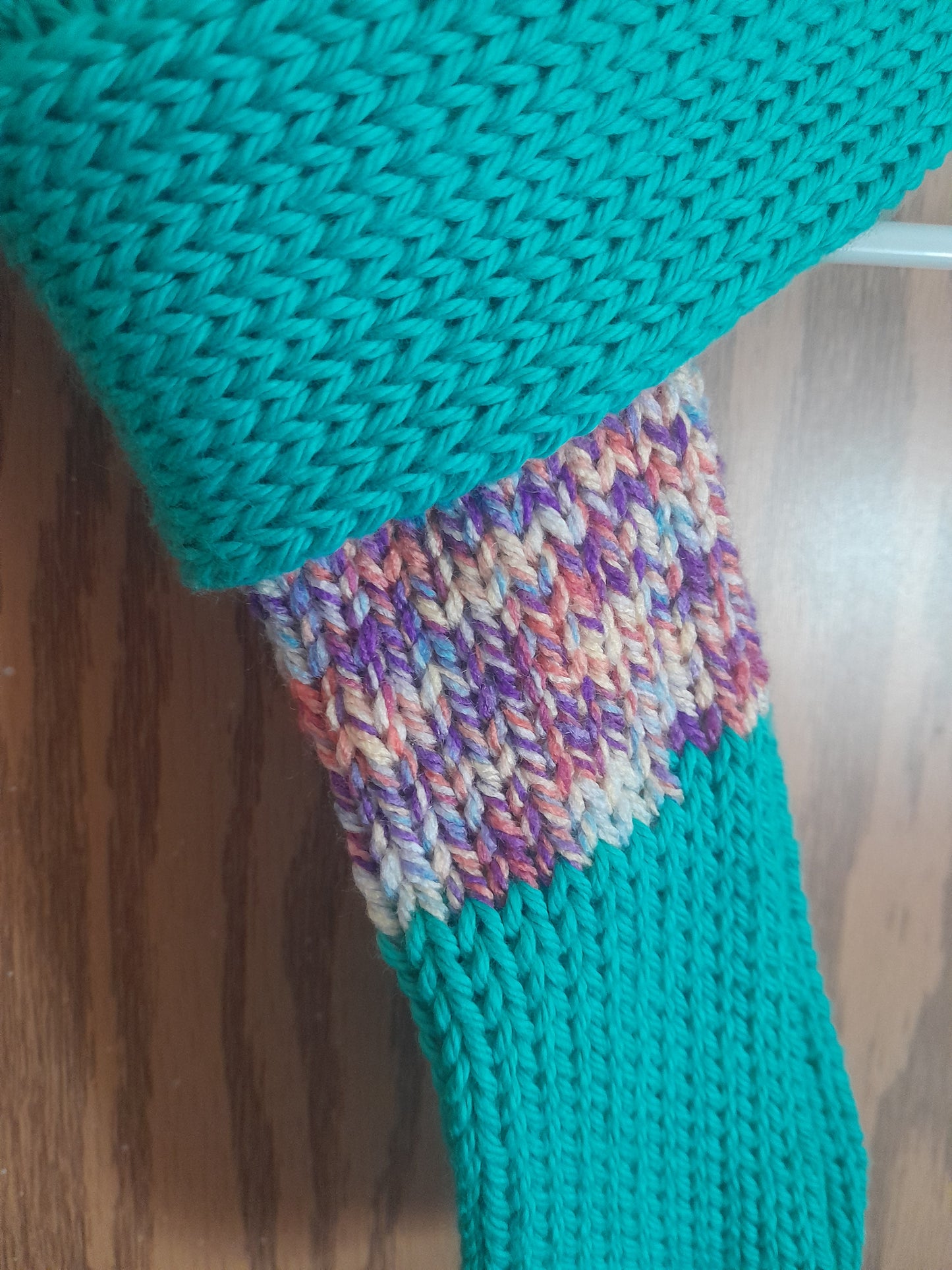 Hand-Crank Machine Knitted Narrow Scarf (60" length)