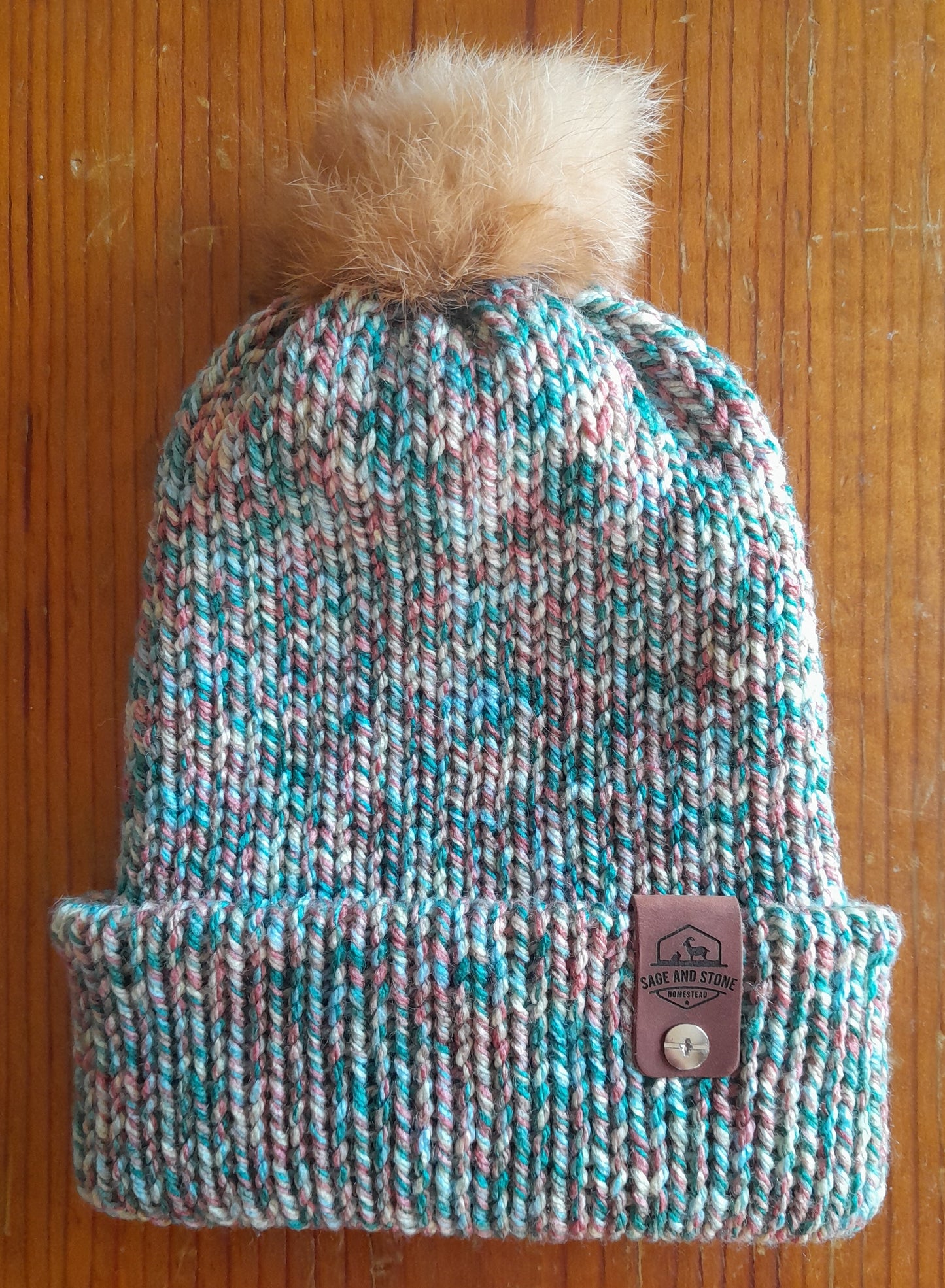 Genuine Rabbit Fur Pom-Pom Beanie (One Size Fits Most)