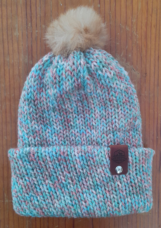 Genuine Rabbit Fur Pom-Pom Beanie (One Size Fits Most)