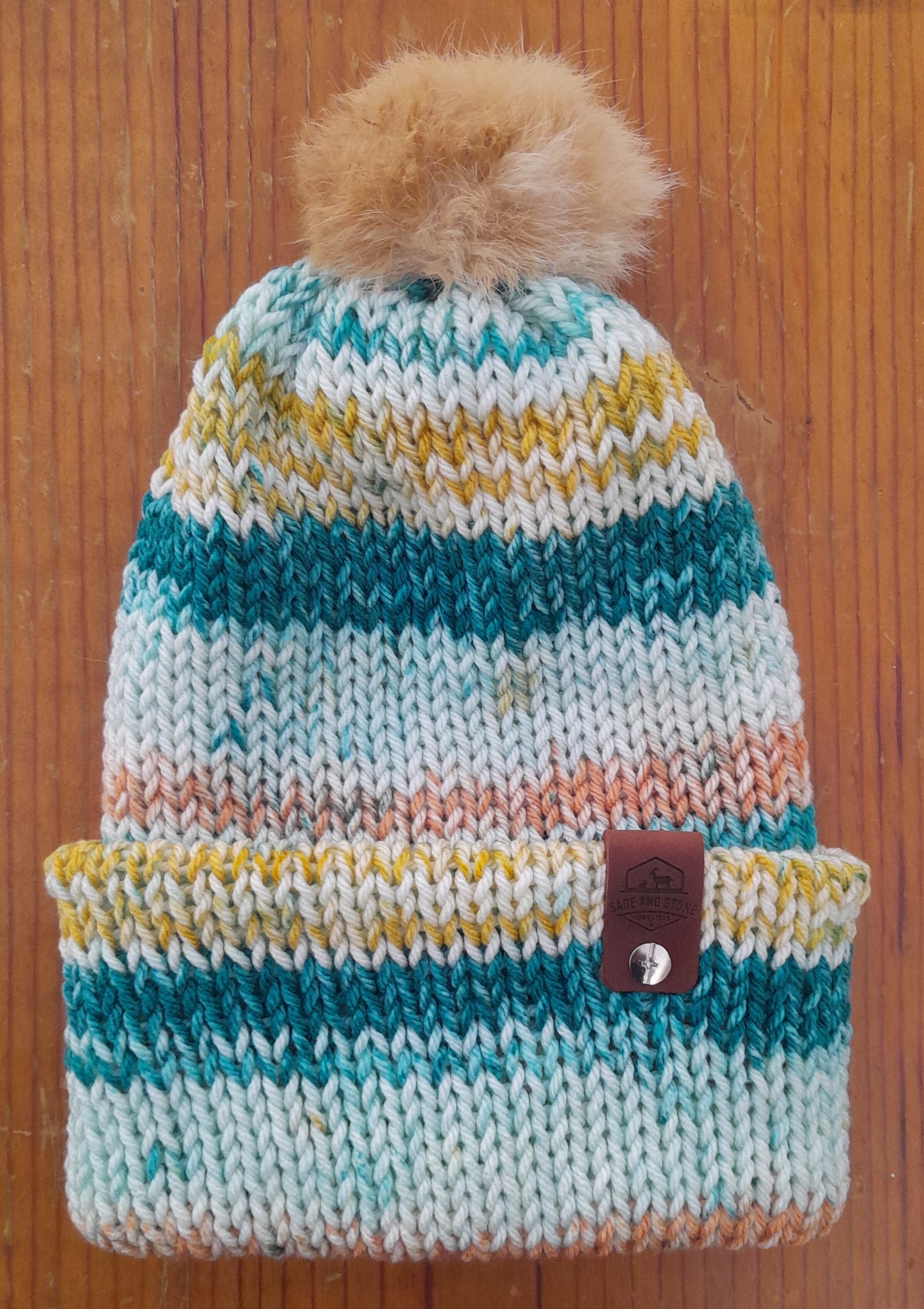 Genuine Rabbit Fur Pom-Pom Beanie (One Size Fits Most)