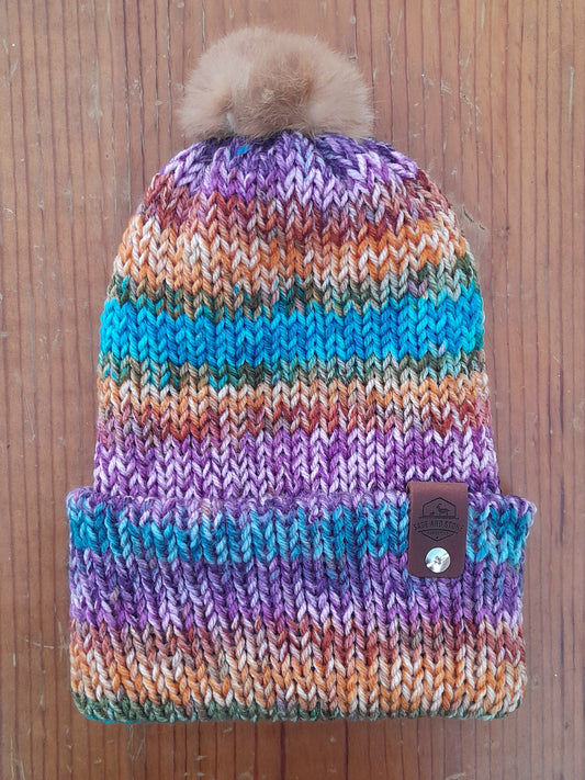 Genuine Rabbit Fur Pom-Pom Beanie (One Size Fits Most)